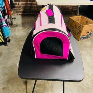 Pretty pink pet carrier